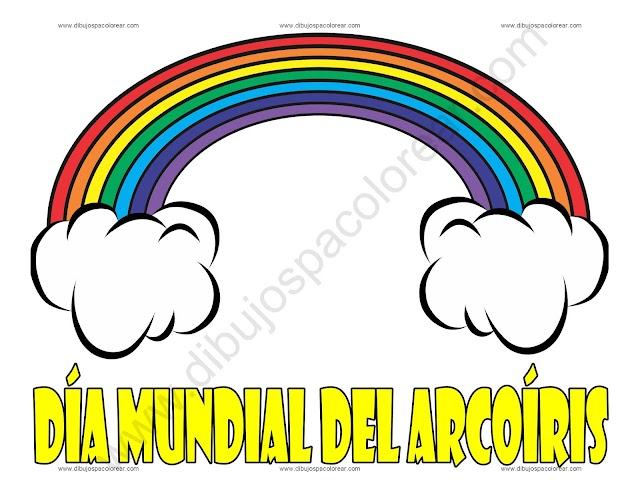 Día mundial del arcoíris dibujo a color y para colorear